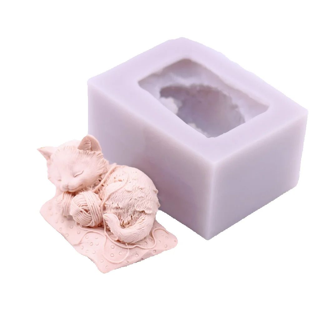 Candle Making Yarn - Molde de Silicona 3D de Gato