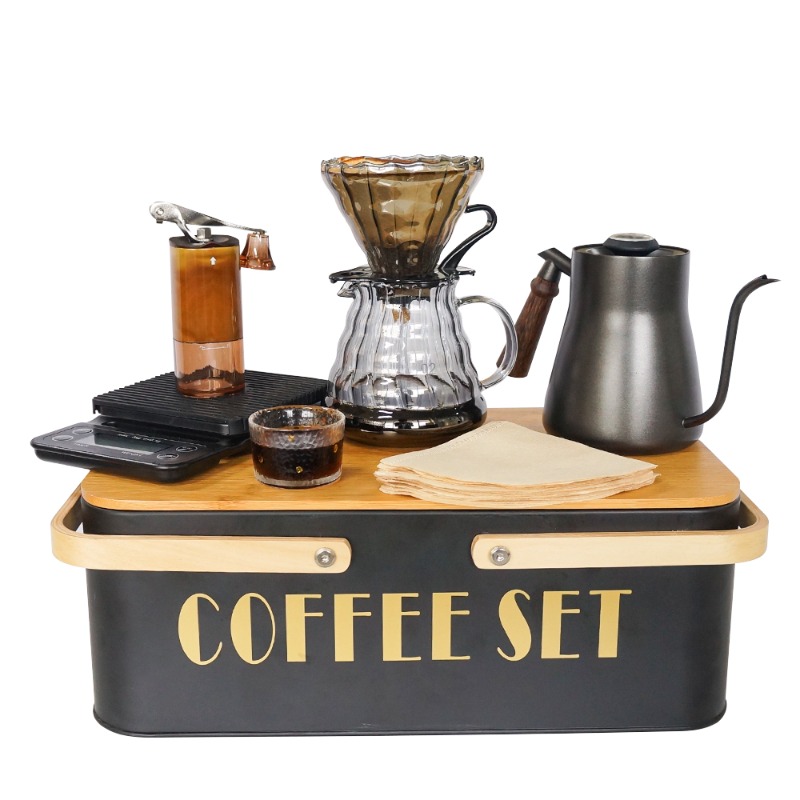 Pour Pot Aluminum - Juego de cafetera portátil con tetera